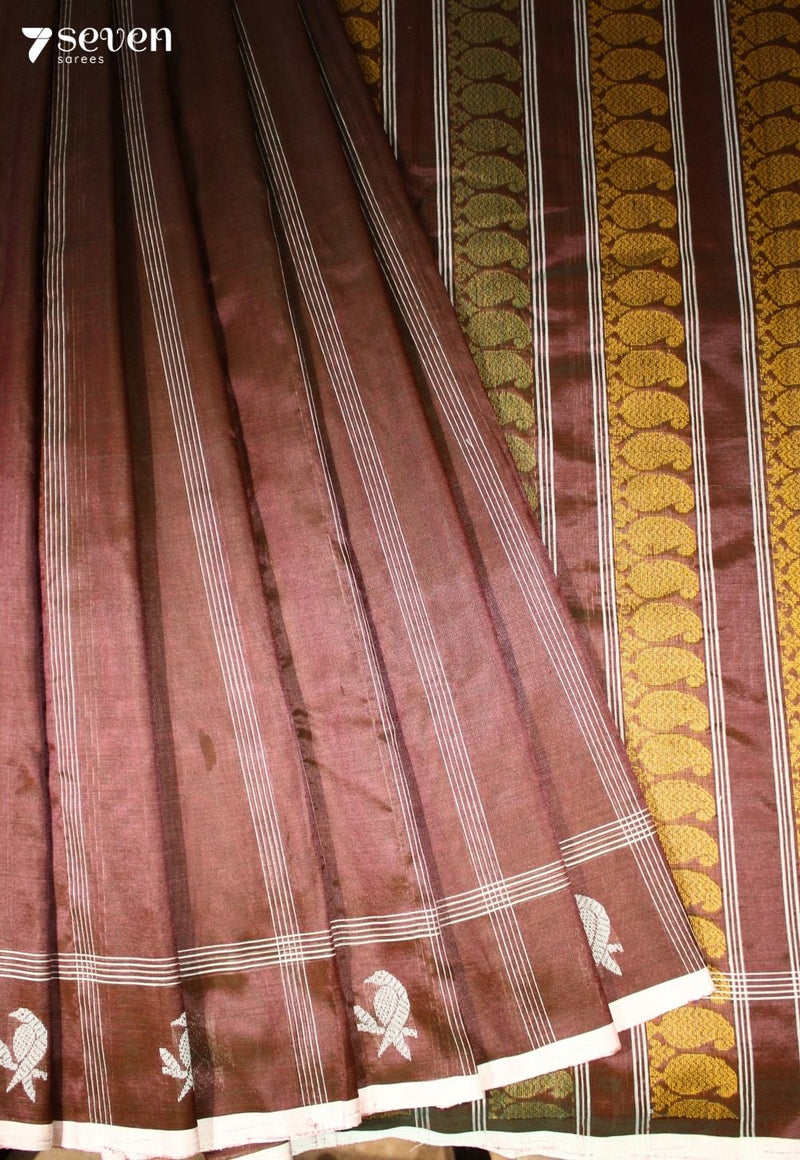 Hemakarnata Signature Seven Handloom Rust Bangalore Vegan Silk Saree - Seven Sarees - Saree - Seven Sarees