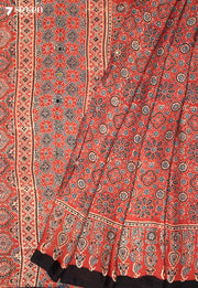 Hemangi Kutch Red Pure Handmade Ajrakh Modal with Handpasted Mirrors - view 1