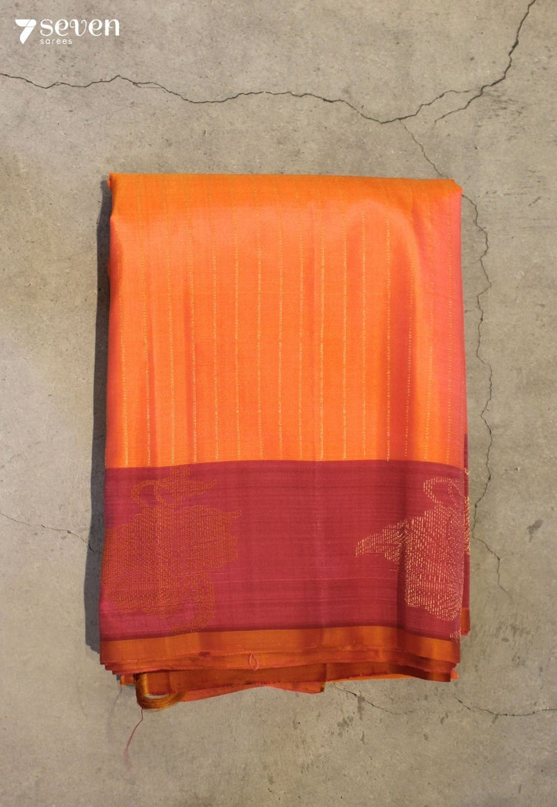 Hemanvii Signature Seven Handloom Peach Bangalore Pure Silk Saree|Silk Mark Certified - Seven Sarees - Saree - Seven Sarees