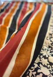 Hilltop Honey Jaipur Red Handblock 100% Cotton Saree - Seven Sarees - Saree - Seven Sarees