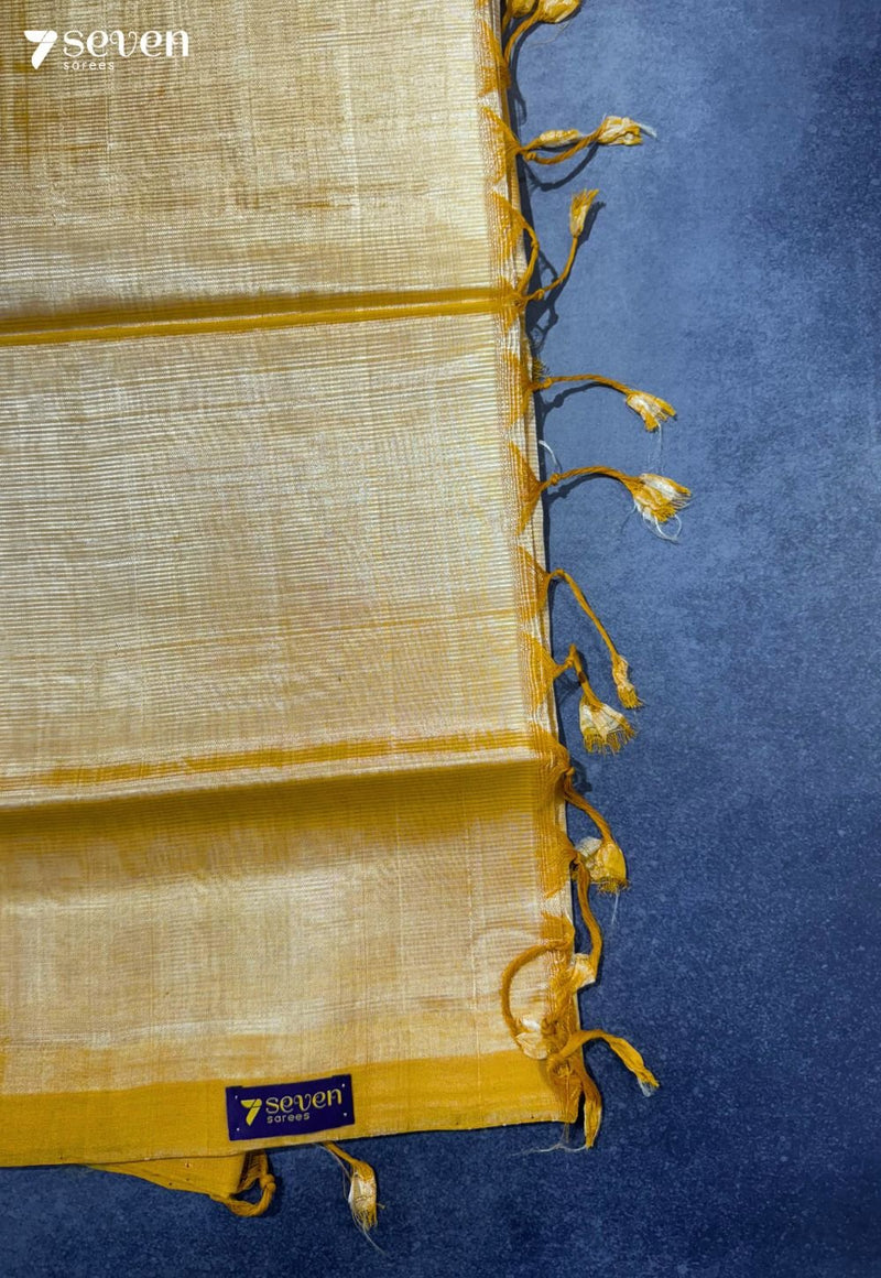 Hima Mangalagiri Handloom Yellow Vegan Silk Saree - Seven Sarees - Saree - Seven Sarees