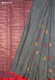 Hirvani Signature Seven Handloom Grey Bangalore Pure Cotton Saree - Seven Sarees - Saree - Seven Sarees