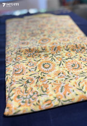 Honey Hour Jaipur Yellow Handblock 100% Cotton Saree - Seven Sarees - Saree - Seven Sarees