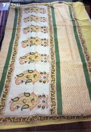 Honey Hour Jaipur Yellow Handblock 100% Cotton Saree - Seven Sarees - Saree - Seven Sarees