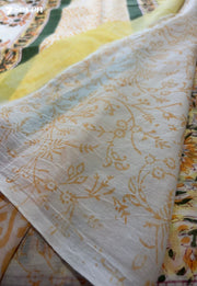 Honey Hour Jaipur Yellow Handblock 100% Cotton Saree - Seven Sarees - Saree - Seven Sarees