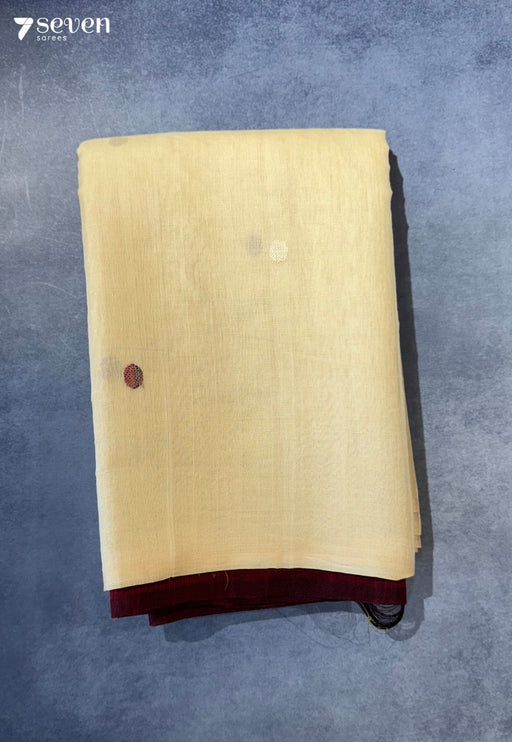 Hoysala Signature Seven Handloom Off white - Maroon Bangalore Pure Silk Cotton Saree - Seven Sarees - Saree - Seven Sarees