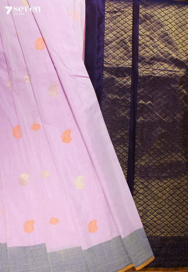 Hridvini Signature Seven Handloom Lavender Bangalore Pure Silk Cotton Saree - Seven Sarees - Saree - Seven Sarees