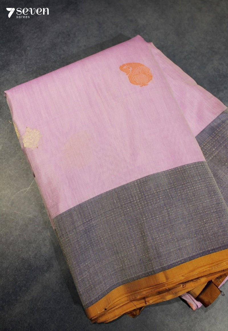 Hridvini Signature Seven Handloom Lavender Bangalore Pure Silk Cotton Saree - Seven Sarees - Saree - Seven Sarees