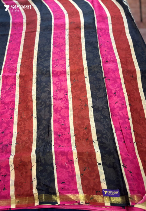 Idle Season Jaipur Pink Handblock 100% Cotton Saree - Seven Sarees - Saree - Seven Sarees