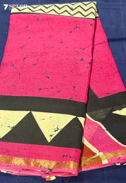 Idle Season Jaipur Pink Handblock 100% Cotton Saree - Seven Sarees - Saree - Seven Sarees