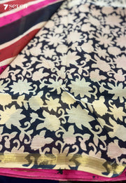 Idle Season Jaipur Pink Handblock 100% Cotton Saree - Seven Sarees - Saree - Seven Sarees