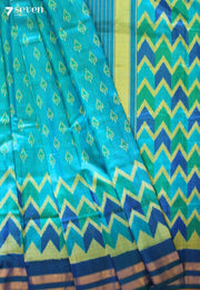 Ilampra Patola Handloom Single Ikkat Blue Pure Silk Saree|Silk Mark Certified - Seven Sarees - Saree - Seven Sarees
