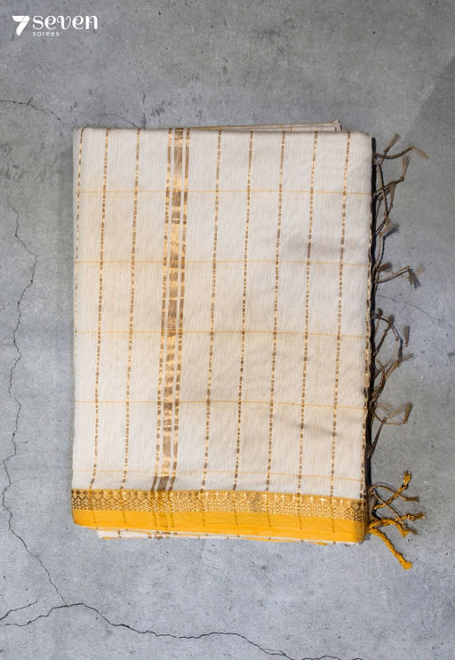 Ilanayaa Maheshwari Handloom Off White Silk Cotton Saree - Seven Sarees - Seven Sarees