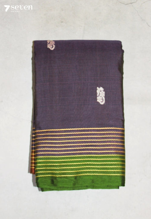Ilanvesha Signature Seven Handloom Purple Bangalore Pure Cotton Saree - Seven Sarees - Saree - Seven Sarees