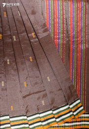 Ilavara Signature Seven Handloom Brown Bangalore Vegan Silk Saree - Seven Sarees - Saree - Seven Sarees