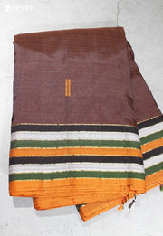 Ilavara Signature Seven Handloom Brown Bangalore Vegan Silk Saree - Seven Sarees - Saree - Seven Sarees