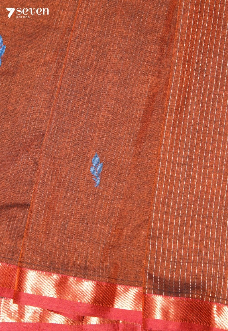 Indraneela Signature Seven Handloom Brown Bangalore Pure Cotton Saree - view 5