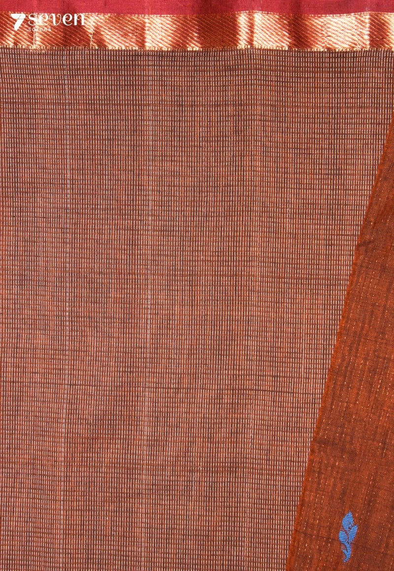 Indraneela Signature Seven Handloom Brown Bangalore Pure Cotton Saree - view 3