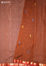 Indraneela Signature Seven Handloom Brown Bangalore Pure Cotton Saree - view 1