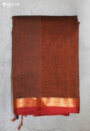 Indraneela Signature Seven Handloom Brown Bangalore Pure Cotton Saree - view 2