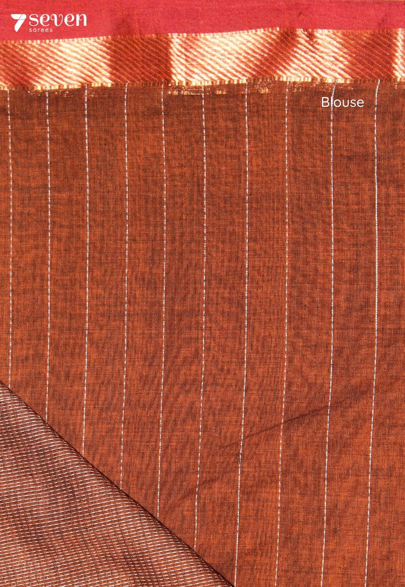 Indraneela Signature Seven Handloom Brown Bangalore Pure Cotton Saree - view 4