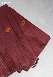 Indumati Signature Seven Handloom Maroon Bangalore Pure Silk Cotton Saree - Seven Sarees - Saree - Seven Sarees