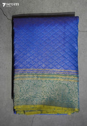 Inked Magnolia Signature Seven Handloom Blue Bangalore Pure Silk Saree|Silk Mark Certified - Seven Sarees - Saree - Seven Sarees