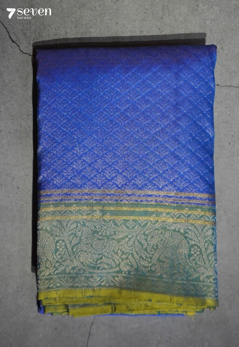 Inked Magnolia Signature Seven Handloom Blue Bangalore Pure Silk Saree|Silk Mark Certified - Seven Sarees - Saree - Seven Sarees