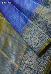 Inked Magnolia Signature Seven Handloom Blue Bangalore Pure Silk Saree|Silk Mark Certified - Seven Sarees - Saree - Seven Sarees