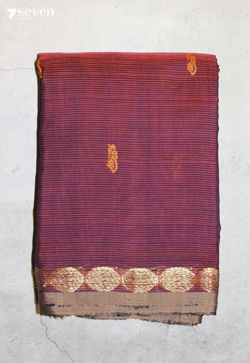Iravya Signature Seven Handloom Red Bangalore Pure Cotton Saree - Seven Sarees - Saree - Seven Sarees