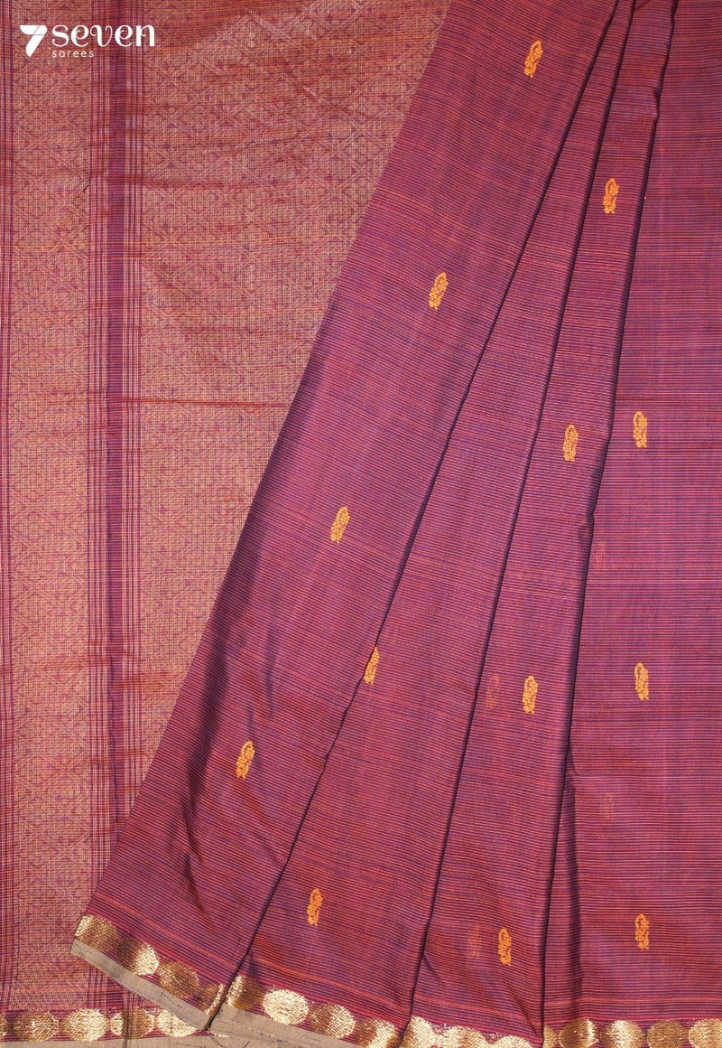 Iravya Signature Seven Handloom Red Bangalore Pure Cotton Saree - Seven Sarees - Saree - Seven Sarees