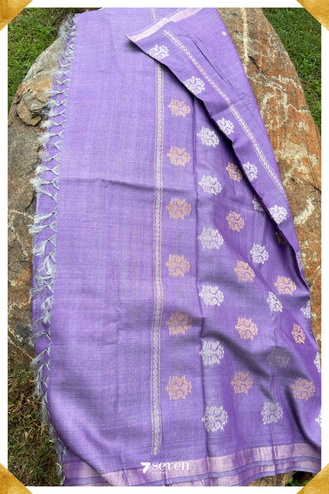 Iris Chattisgarh Purple Pure Kosa Silk Saree|Silk Mark Certified - Seven Sarees - Saree - Seven Sarees