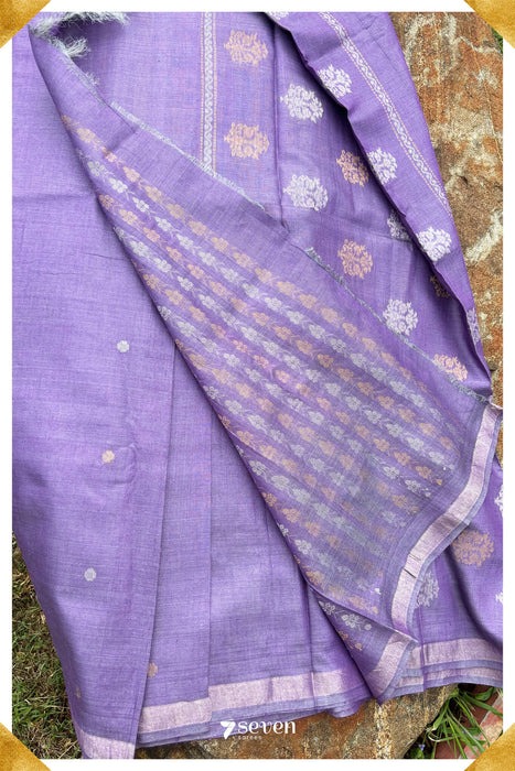 Iris Chattisgarh Purple Pure Kosa Silk Saree|Silk Mark Certified - Seven Sarees - Saree - Seven Sarees