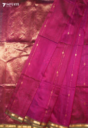 Ishaara Maheshwari Handloom Pink Silk Cotton Saree - Seven Sarees - Seven Sarees