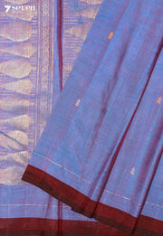 Ishira Signature Seven Handloom Blue Bangalore Vegan Silk Saree - Seven Sarees - Saree - Seven Sarees