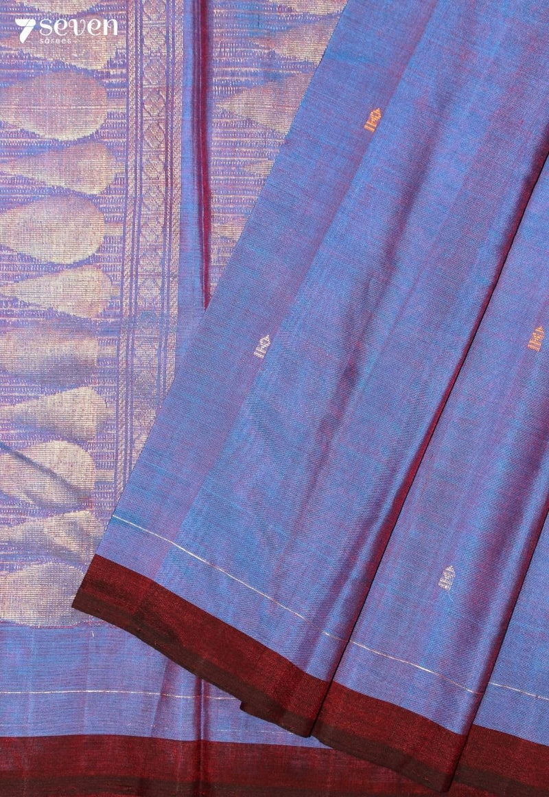 Ishira Signature Seven Handloom Blue Bangalore Vegan Silk Saree - Seven Sarees - Saree - Seven Sarees