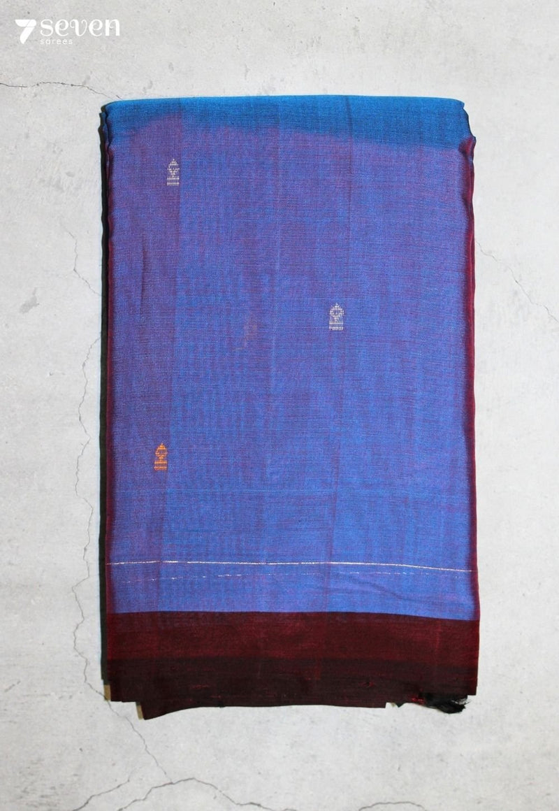 Ishira Signature Seven Handloom Blue Bangalore Vegan Silk Saree - Seven Sarees - Saree - Seven Sarees