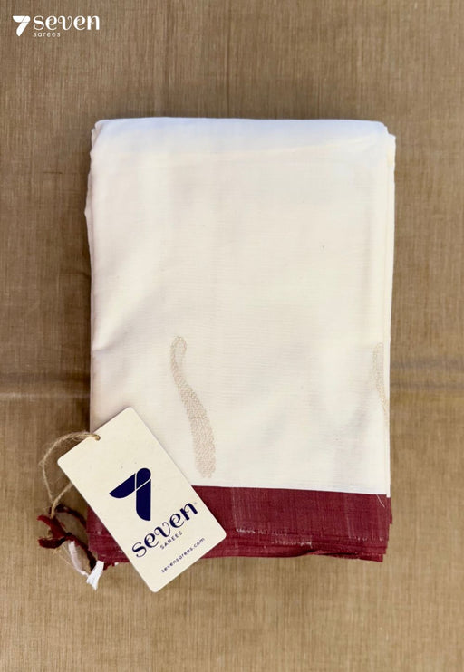 Ivory Clouds Signature Seven Handloom White Bangalore Pure Cotton Saree - Seven Sarees - Saree - Seven Sarees