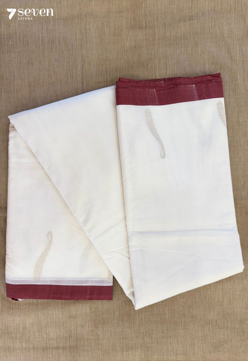 Ivory Clouds Signature Seven Handloom White Bangalore Pure Cotton Saree - Seven Sarees - Saree - Seven Sarees