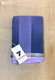 Ivory Kanak Seven Handloom Navy Bangalore Pure Cotton Saree - Seven Sarees - Saree - Seven Sarees