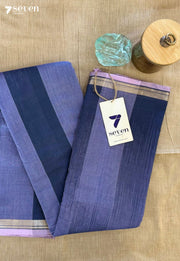 Ivory Kanak Seven Handloom Navy Bangalore Pure Cotton Saree - Seven Sarees - Saree - Seven Sarees