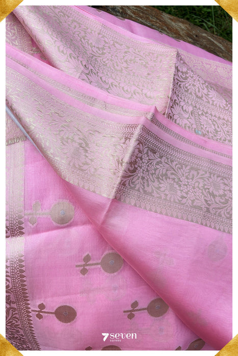 Jahanavi Benares Pink Pure Silk Saree | Silk Mark Certified - Seven Sarees - Saree - Seven Sarees