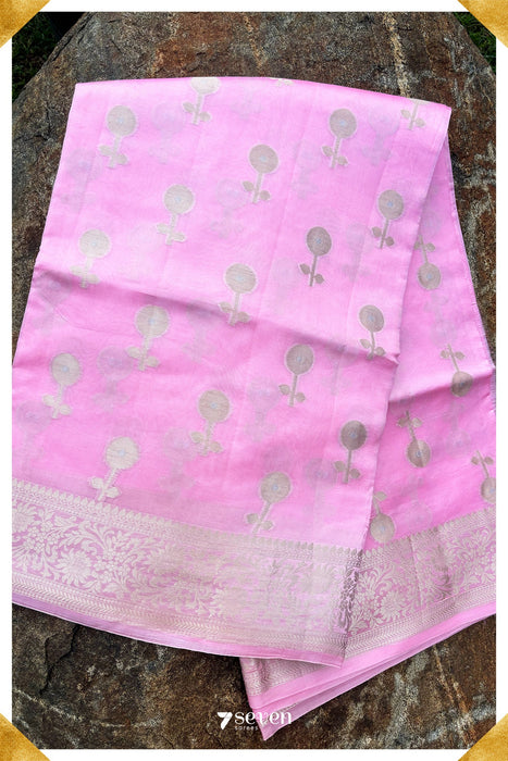 Jahanavi Benares Pink Pure Silk Saree | Silk Mark Certified - Seven Sarees - Saree - Seven Sarees