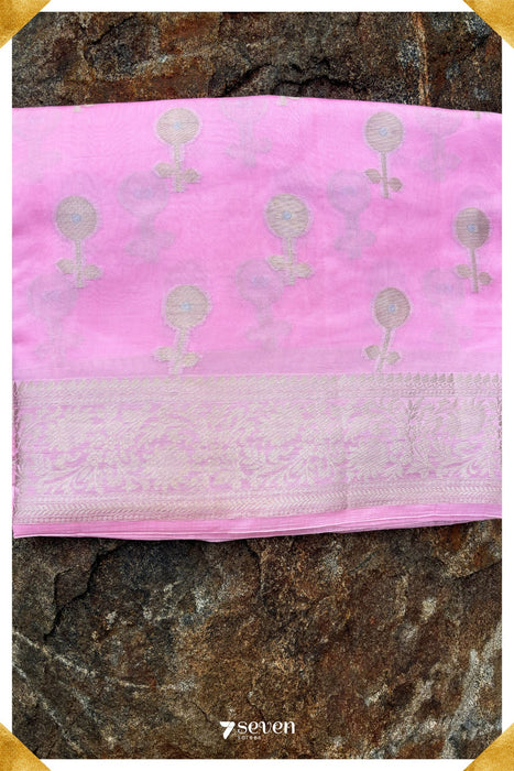 Jahanavi Benares Pink Pure Silk Saree | Silk Mark Certified - Seven Sarees - Saree - Seven Sarees