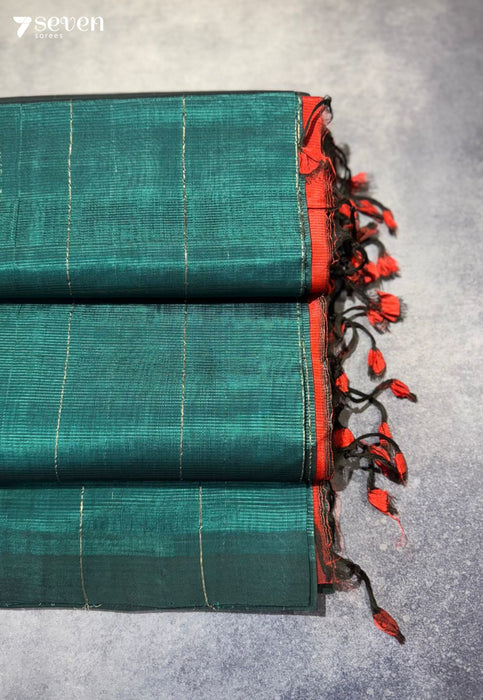 Jalaja Mangalagiri Handloom Green Vegan Silk Saree - Seven Sarees - Saree - Seven Sarees