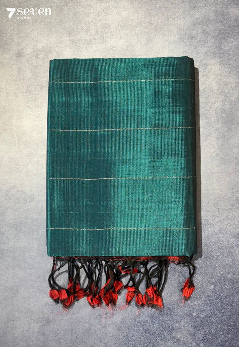 Jalaja Mangalagiri Handloom Green Vegan Silk Saree - Seven Sarees - Saree - Seven Sarees