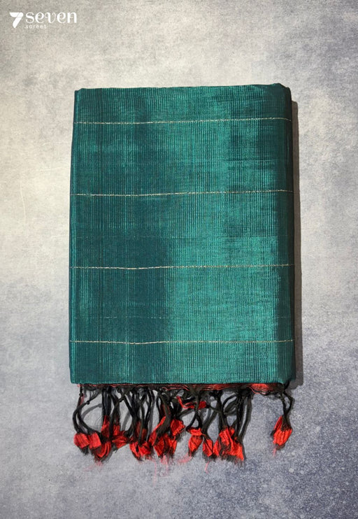 Jalaja Mangalagiri Handloom Green Vegan Silk Saree - Seven Sarees - Saree - Seven Sarees
