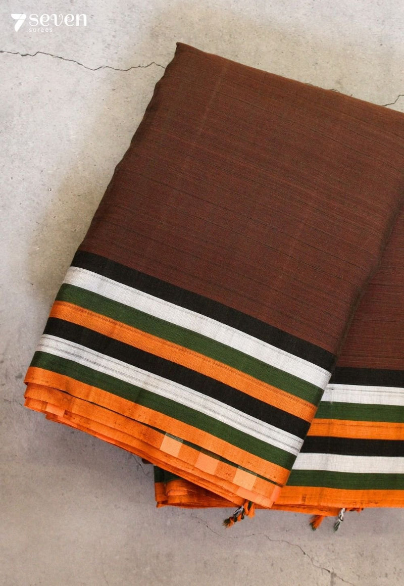 Jalrini Signature Seven Handloom Brown Bangalore Pure Cotton Saree - Seven Sarees - Saree - Seven Sarees