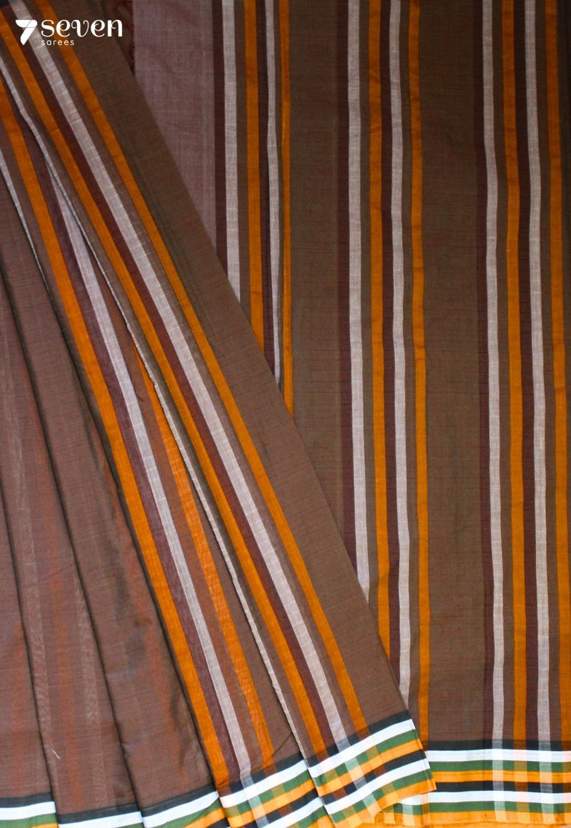 Jalrini Signature Seven Handloom Brown Bangalore Pure Cotton Saree - Seven Sarees - Saree - Seven Sarees