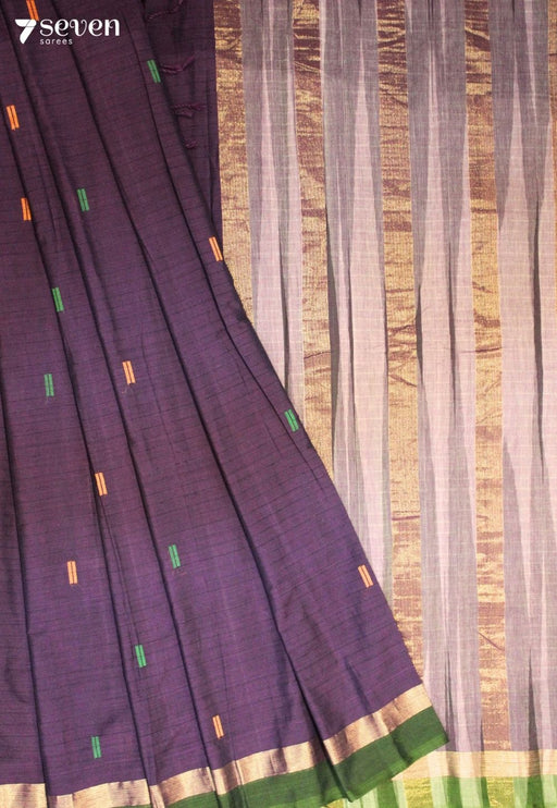 Jalvaya Signature Seven Handloom Purple Bangalore Pure Cotton Saree - Seven Sarees - Saree - Seven Sarees